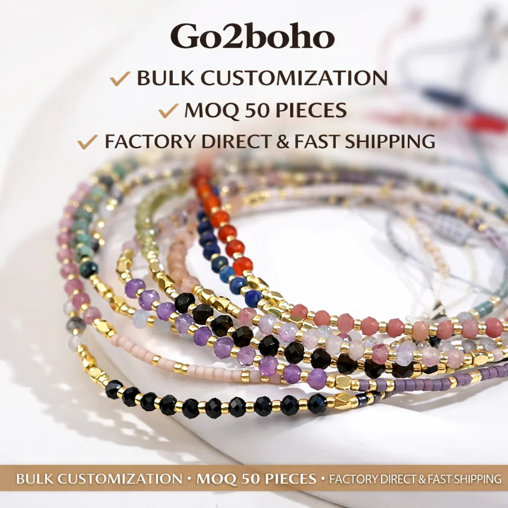 Go2boho Women's Dainty Gemstone Bracelets Hot Sale Natural Semi-Precious Stone Fashion Beaded Jewelry Friendship Gifts