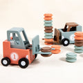 Children Wooden Macaron Vehicle Car Number Forklift Truck Baby Card Educational Learning Games Montessori Toys Starting Point
