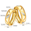 Ason Elegant 18K Gold Plated Custom Zircon Couple Ring Stainless Steel Jewelry for Wedding Engagement