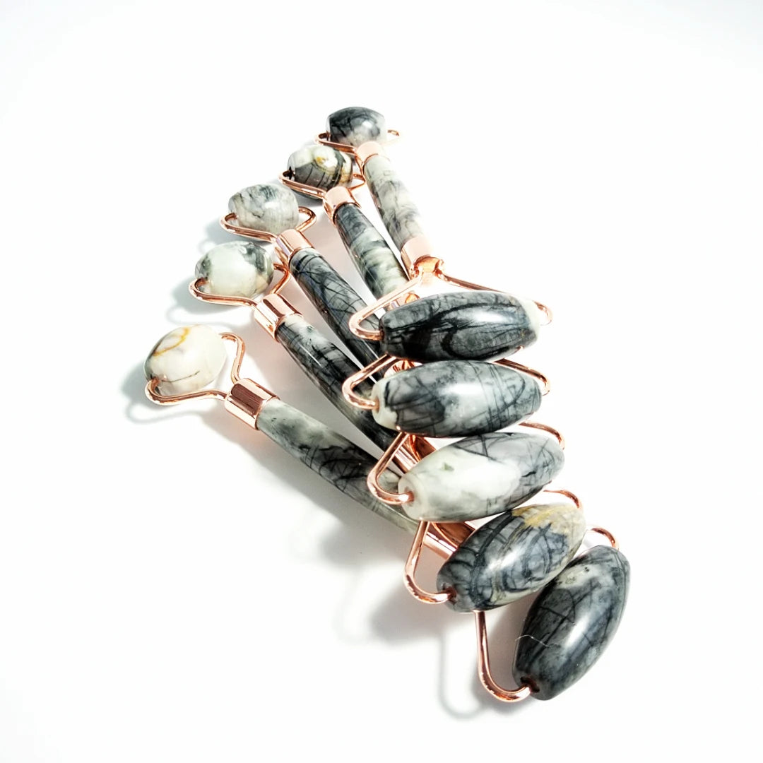 Huiying Popular Gift Facial Anti-aging Stone Double Head Picasso Jasper handmade Gem Roller for Face