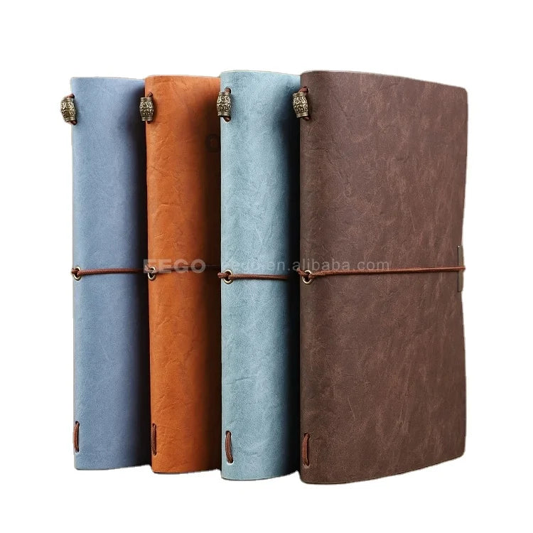Hot Sale Vintage Leather Travel Notebook Classic Retro Elastic Band Diary Book Thread Sewing Binding Promotion Offer