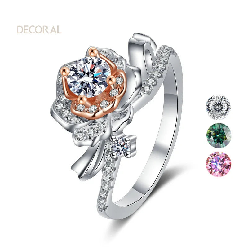 White and Colorful 925 Silver Jewelry 0.5 Carat Moissanite Wedding Promised Valentine's Gifts Diamond Ring
