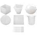Silicone Resin Mold 5 Pieces Sphere Cube Pyramid square Round DIY Epoxy Resin Mold Silicone