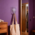 90mm Purple Adhesive Hook Multi-Sizes Square 6cm Silver Plastic Wall Hook Kids Magic Heavy Duty Multifunctional Living Hanging
