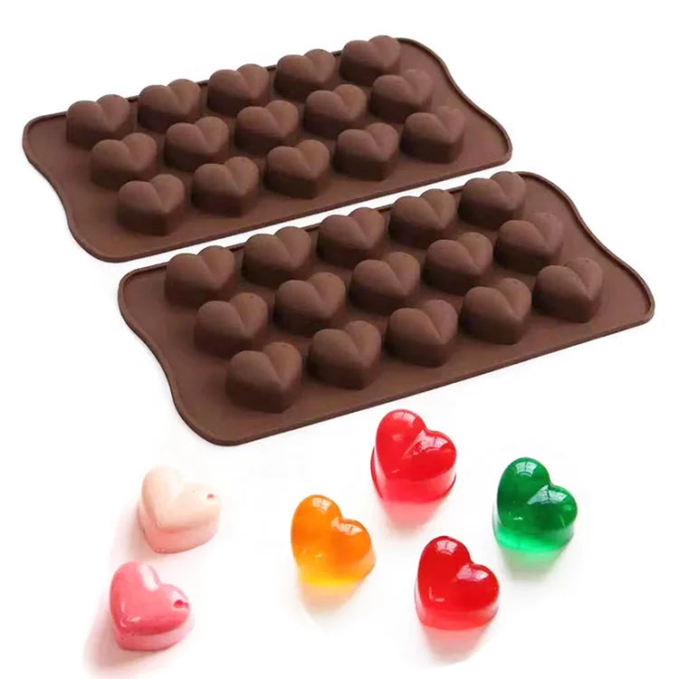 15 Cavity Valentine's Day Heart Shape Silicone Candy Chocolate Mold Cake Baking Molds
