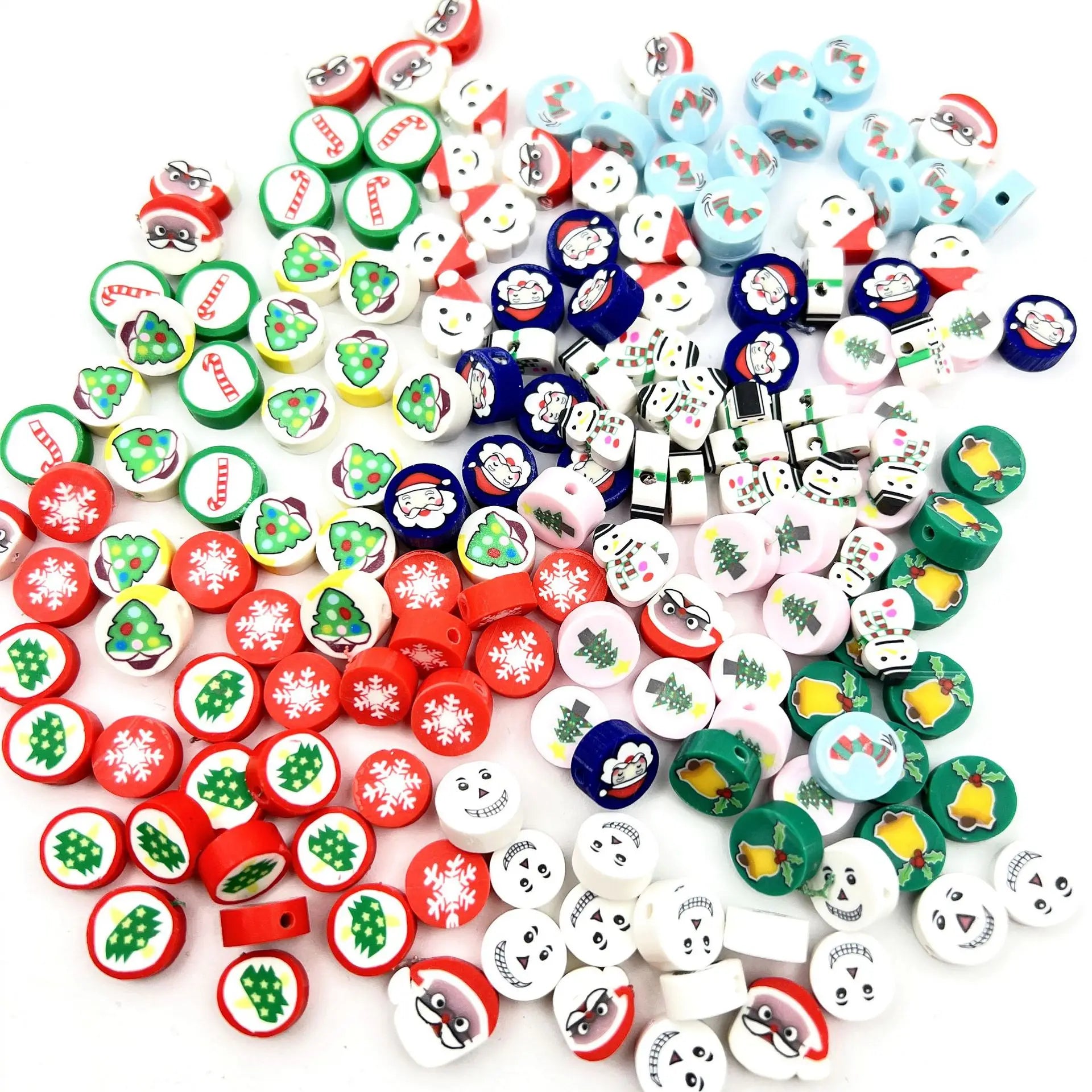 New Style 100 PCS 10mm Christmas Polymer Spacer Clay Beads for DIY Children's Toy Jewelry Making
