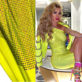 S590 Soft Touch Stretch Custom Rhinestone Diamond Fabric Made Elastic Crystal Fabric for Clothing