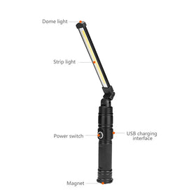 2024 Work Torch Lamp Magnetic Led 18650 Battery Flashlight Portable AC USB Cob Keychain Work Light 360 Degree Adjustable Stand