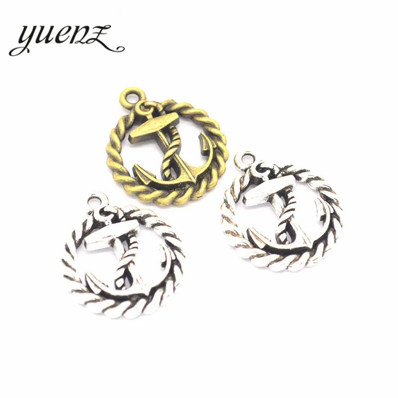 YuenZ Anchor Round Charms Pendant Jewelry Findings Handmade 35*27mm H12