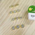 CZ8679 Gold Plated Triple 3pcs Solitaire Zircon CZ Heart Star Round Square Links Charms Connector for Bracelet Jewelry Making