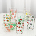 Wholesale Cheap Price Hot Design Flower Fresh Printing Water Tea Juice Transparent Glass Cup