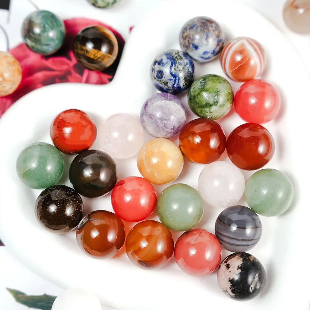 Wholesale Natural Agate Rose Quartz Clear Quartz Amethyst Crystal Healing Ball Mini  20mm Beads  Sphere for DIY Love