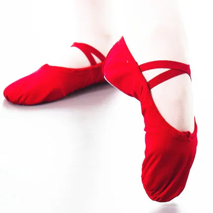 Cheap Girls Split Sole Canvas Ballet Shoes Red Color Flat Baby for Kids
