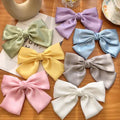 HOVANCI Sweet Girl Hair Accessories Multicolor Oversize Bow Spring Clip Solid Color Fabric Bow Ponytail Clip