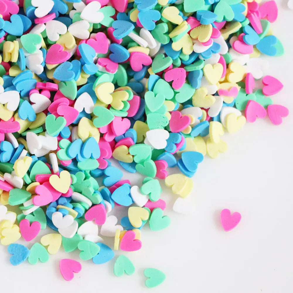 500g Pastel 5mm Heart-Shaped Polymer Clay Sharp-bottomed Heart Slices Sprinkles for Arts Decoration Diy Crafts Filler