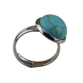 New Trendy Fine Jewelry Plate Silver Syn.Turquoise Stone Ring For Women Men Classic Engagement Round Cabochon Healing Reiki Rin