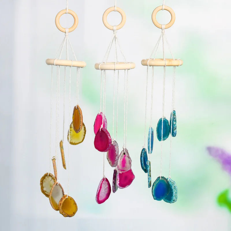 Wholesale Natural Irregular Handmade Healing Stone Hanging Agate Slice Crystal Wind Chime