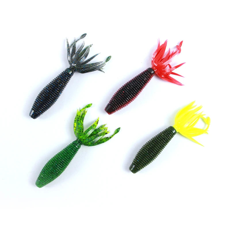 Selco Soft Fishing Lure Artificial Bait for Bass High Elasticity PVC Worm Multi Color Tackle Use
