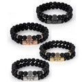 New 8MM Black Frosted Set Bead Bracelet Stone Bead Bracelet Micro Inlaid Spherical Curved Fashionable Jewelry As a Gift
