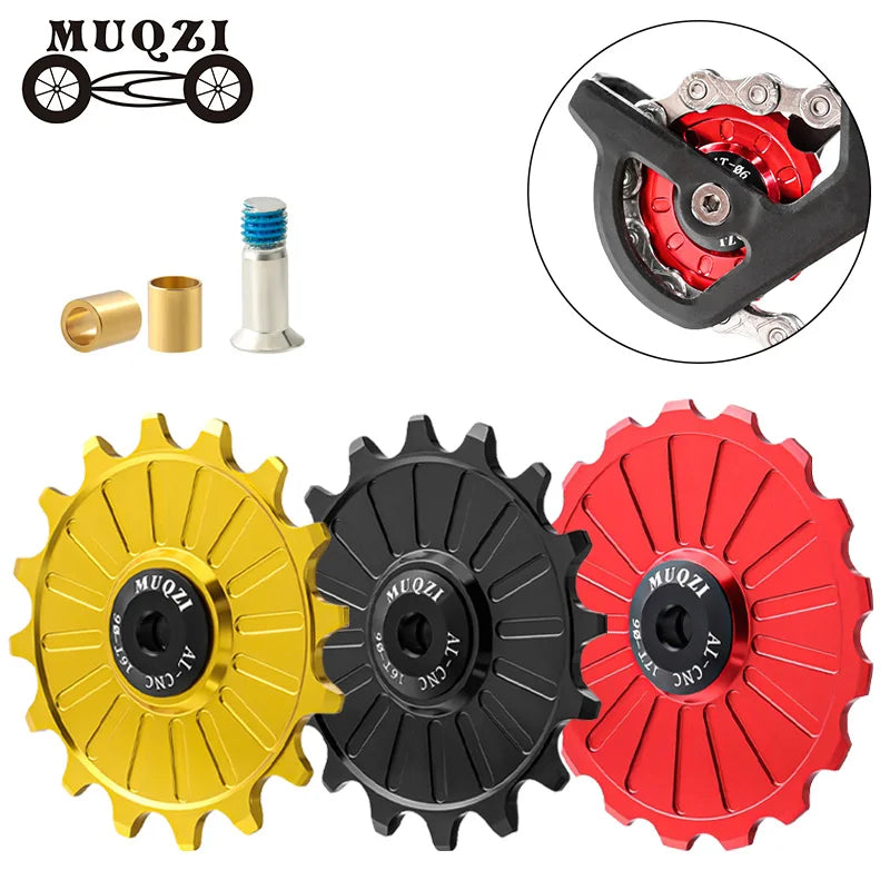 MUQZI Bike Derailleur Pulleys Guide Wheel Ceramics Bearing 16T 17T MTB Road Bicycle Rear Derailleur Jockey Wheel