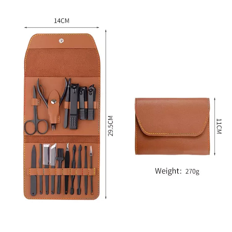 Professional 16-Piece Nail Art Manicure Set High Quality Stainless Steel Cutter Kit for Foot Care Grooming Private Label Nail