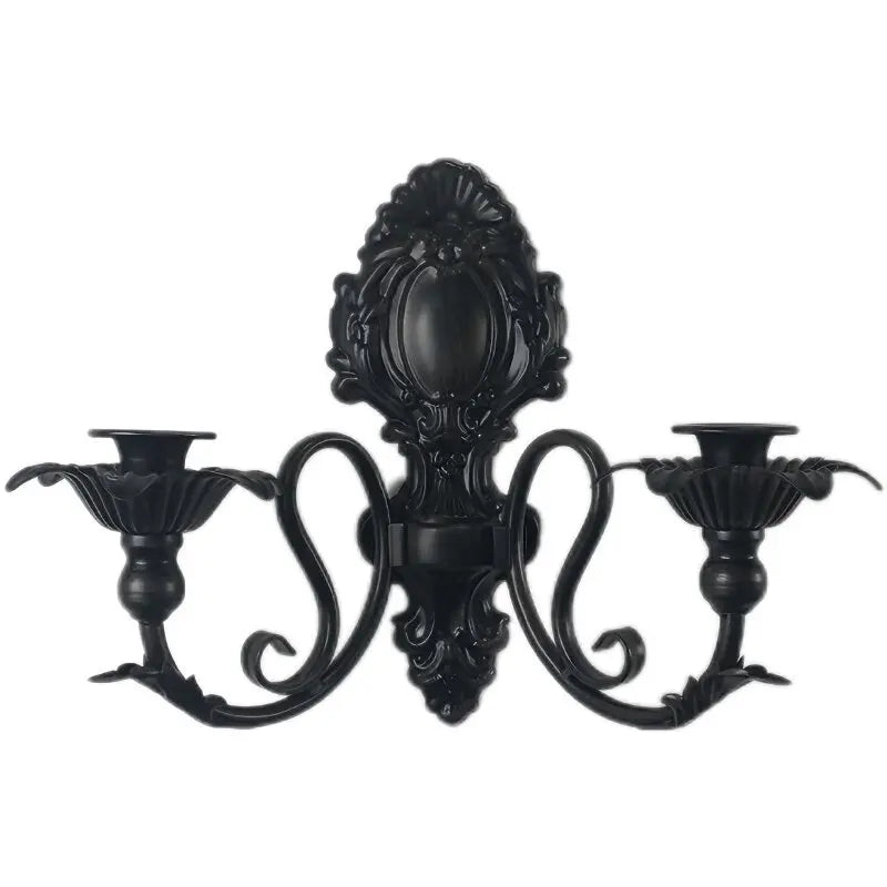 American Vintage Black Wall Hanging Candle Holder Hotel Guesthouse Ironwork Candle Bracket Living Room Wall Candle Holder.