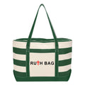 Ruthbag Eco-Friendly Large Canvas Tote Shopper Bag Custom Stripe Printed Logo Zipper with Cotton Handle and Leopard Pattern
