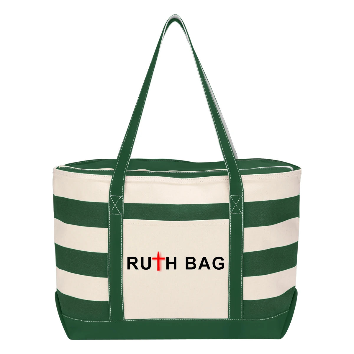 Ruthbag Eco-Friendly Large Canvas Tote Shopper Bag Custom Stripe Printed Logo Zipper with Cotton Handle and Leopard Pattern