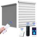 Zebra Roller Blinds Blackout Day Night Automated Battery Remote Control Motorized Zebra Shades Blinds for Window