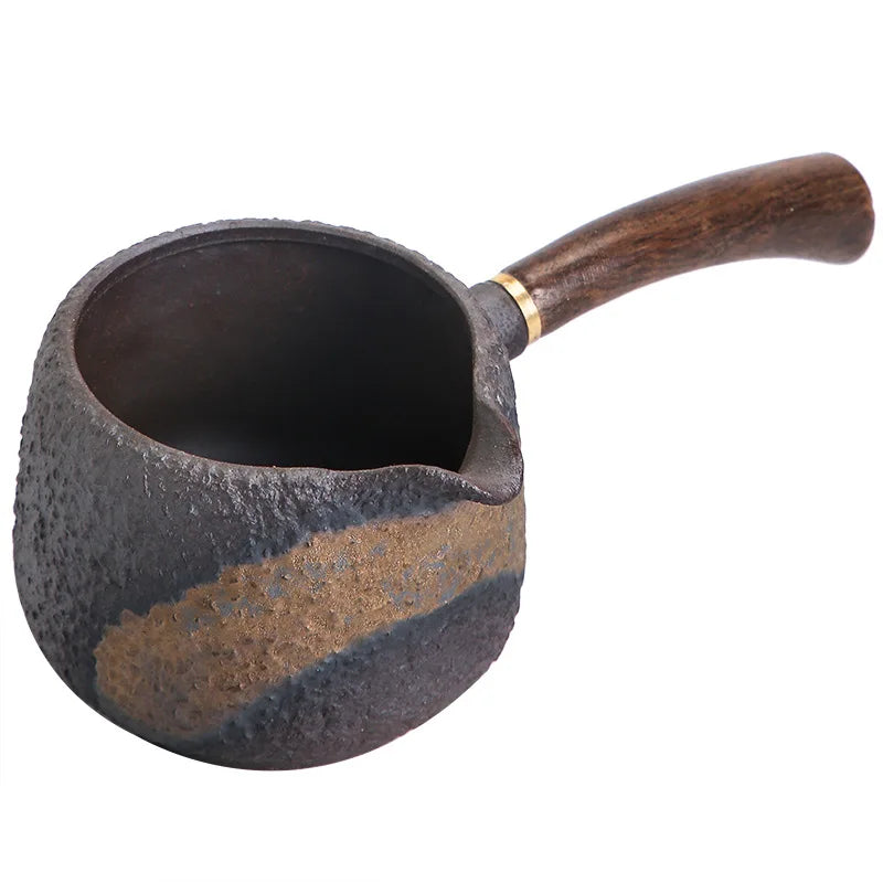 Blackwood Side Handle Fair Cup Handmade Retro Stoneware Pitcher Tea Pitcher Gilding Iron Glaze Tea Pot Fair Mug Fair Cup