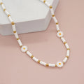 Go2boho White Heishi Gold Bead Daisy Charm Choker Women Fashion Boho Gold Chain Necklace for Women Summer Fashion Ladies Gift