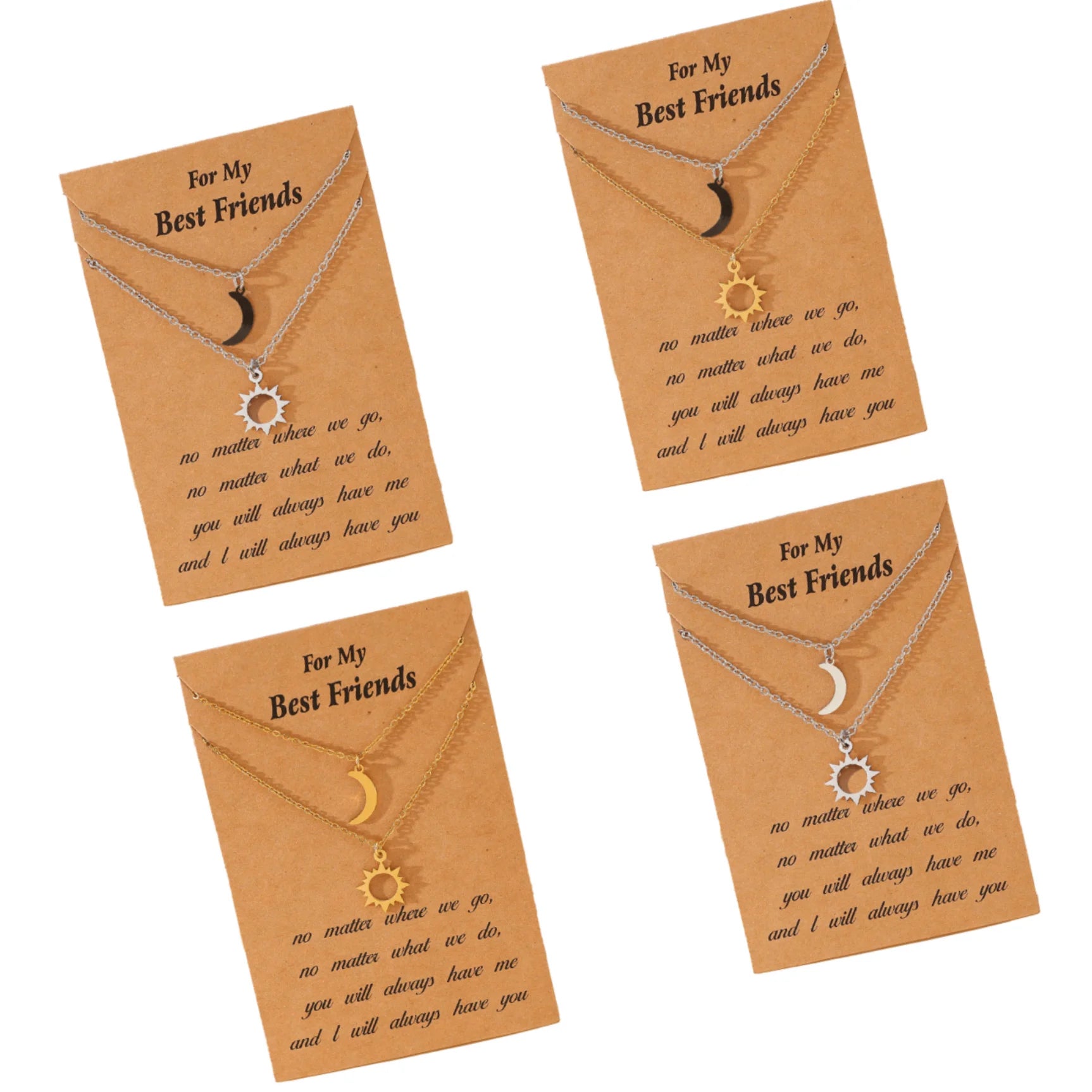 DAIHE Stainless Steel Back to School Necklace Jewelry Gifts for Kids Sun and Moon Set Charm Necklaces