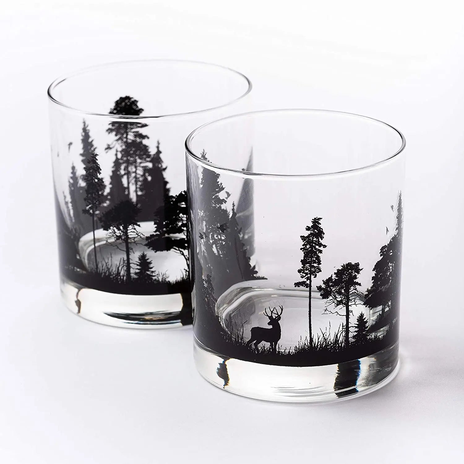 11 Ounces Hand Painted Crystal Whiskey Glass Set Forest Animals Design Bar Glasses for Business Gifts