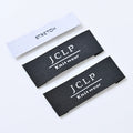 Custom Private logo Size Clothes Tag High Density Black End Fold Clothing Collar Labels Woven Fabric Cloth Neck Label