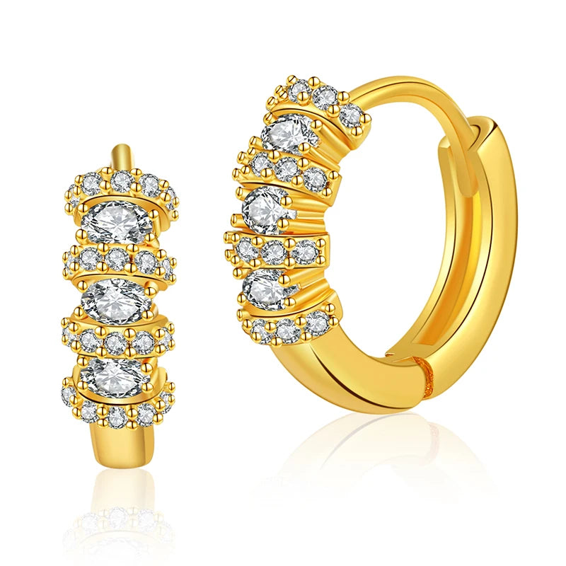 18K Gold Plated CZ Pave Huggie Hoop Earrings for Women Crystal Small Hoop Earrings Dainty Statement Everyday & Party Jewelry