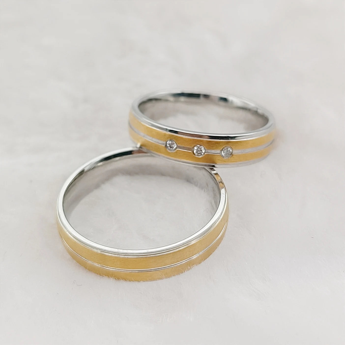 1 Pair Love Commitment Proposal Wedding Anniversary Rings Bridal Sets for Men and Women 18k Gold Plated Jewelry Girls