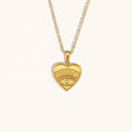 Dingran High Fashion Heart Eye Pendant Necklaces 18K Gold Plated Stainless Steel Non Tarnish Jewelry