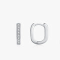 Ailmay 925 Sterling Silver Fashion Square Buckle Cubic Zirconia French Hoop Earrings for Women Wedding Party Fine Jewelry Gifts