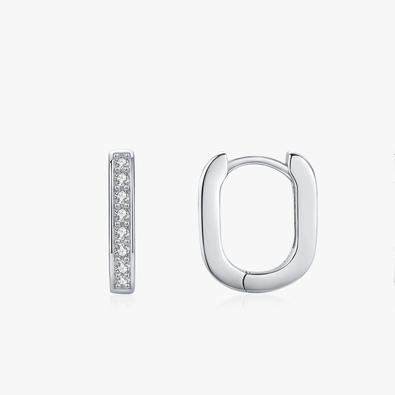 Ailmay 925 Sterling Silver Fashion Square Buckle Cubic Zirconia French Hoop Earrings for Women Wedding Party Fine Jewelry Gifts
