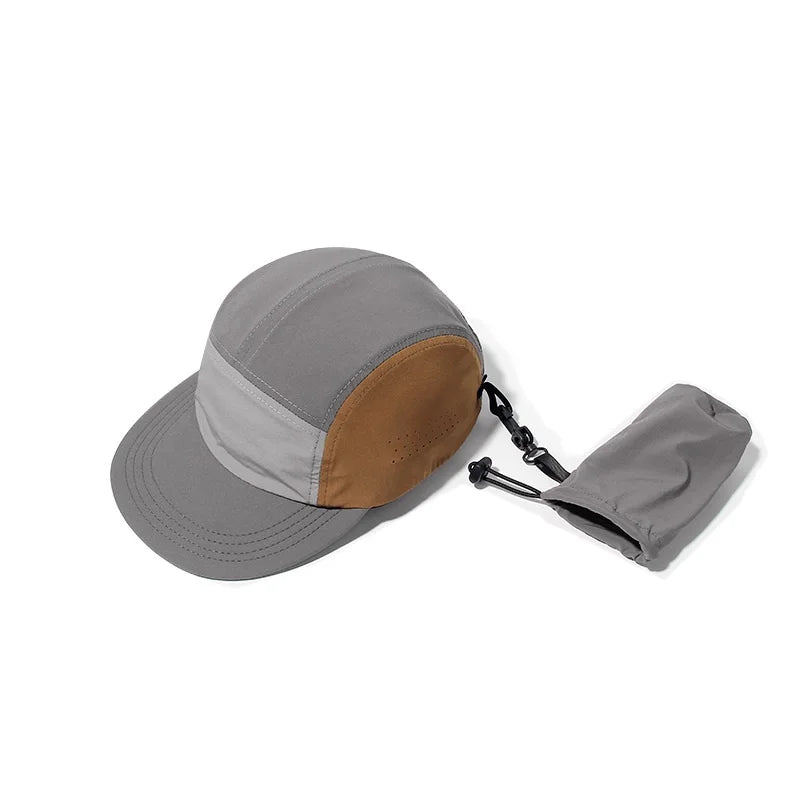 Spring Summer Collapsible Baseball Cap Outdoor Hiking Cap Flat Rim Color Contrast Thin Cap