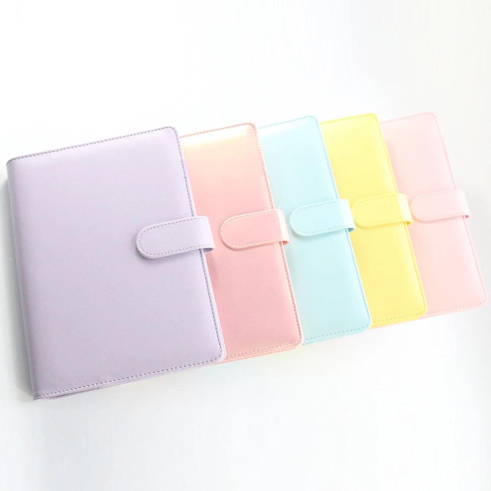 Macaron PU Leather 6 Rings Loose-leaf Binder Spiral Notebook Folder Agenda Planner Organizer Journal Customize Stationery A6 A5