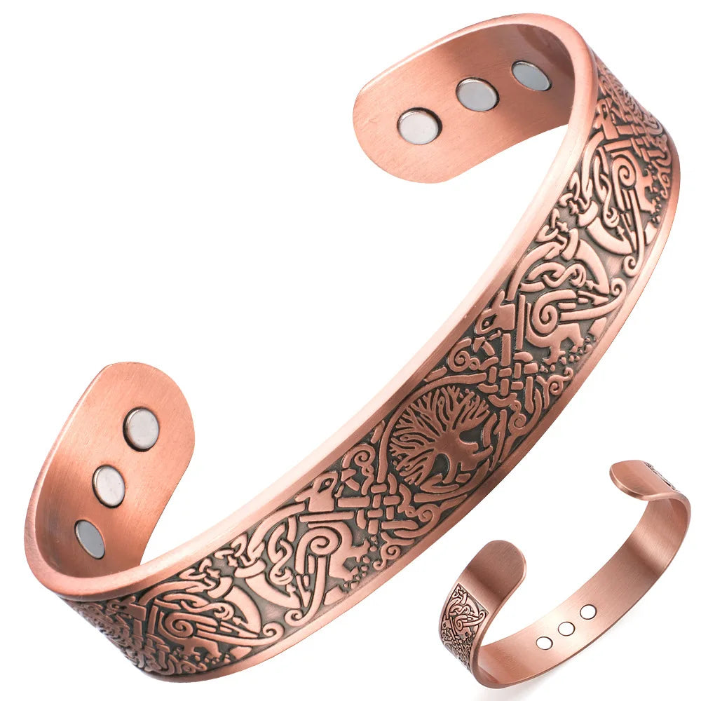 Hot Tree of Life Red Copper Bracelet Retro Energy Snake Magnetic Therapy Bracelet Fashion Red Copper Magnetic Therapy Bracelet