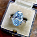 Jovovasmile 6 Carat Light Blue Lab Grown Oval Cut 18K Gold Moissanite Wedding Ring for Woman Engagement