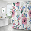 Waterproof Thick Polyester Oil Painting Flowers Leaves Shower Curtain Bathroom Accessories in Pastoral Style Bath Rug Mat Set MegaBDM