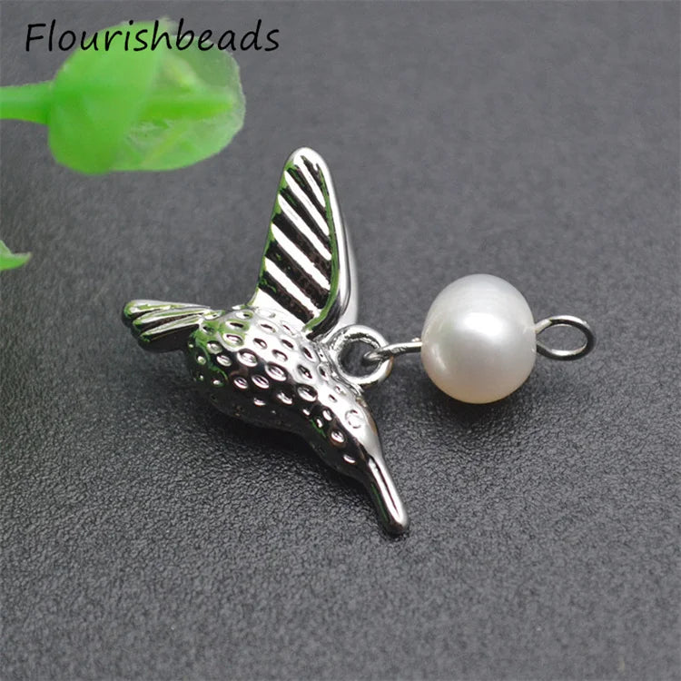 Jewelry Accessories Nickel Free Anti Fading Gold Plated Natural Pearl Beads Bird Charms Pendants for Earring Necklace Making