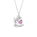 New Fashion S925 Sterling Silver Crystal pink Zircon Pendant Necklace Gift