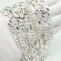 Wholesale Hot Selling 925 Silver Men's Chains Male 8mm Figaro Chain Sterling Hip Hop Link Semi-finish Chain