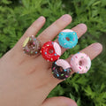 European and American Fashion Jewelry Rings Resin Colorful Donut Ring Cartoon Ring for Women