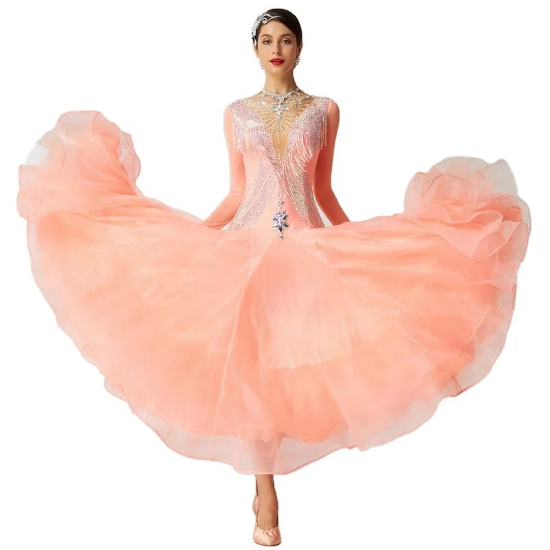 B-2055 New Customer Competition Ballroom Dance Dress Waltz National Standard Modern Dance Performance Dress for Sale