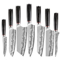 7 Pcs Kitchen Knives Set with Pakkawood Handle High Carbon Stainless Steel Chef Kiritsuke Santoku Cleaver Boning Utility Knife
